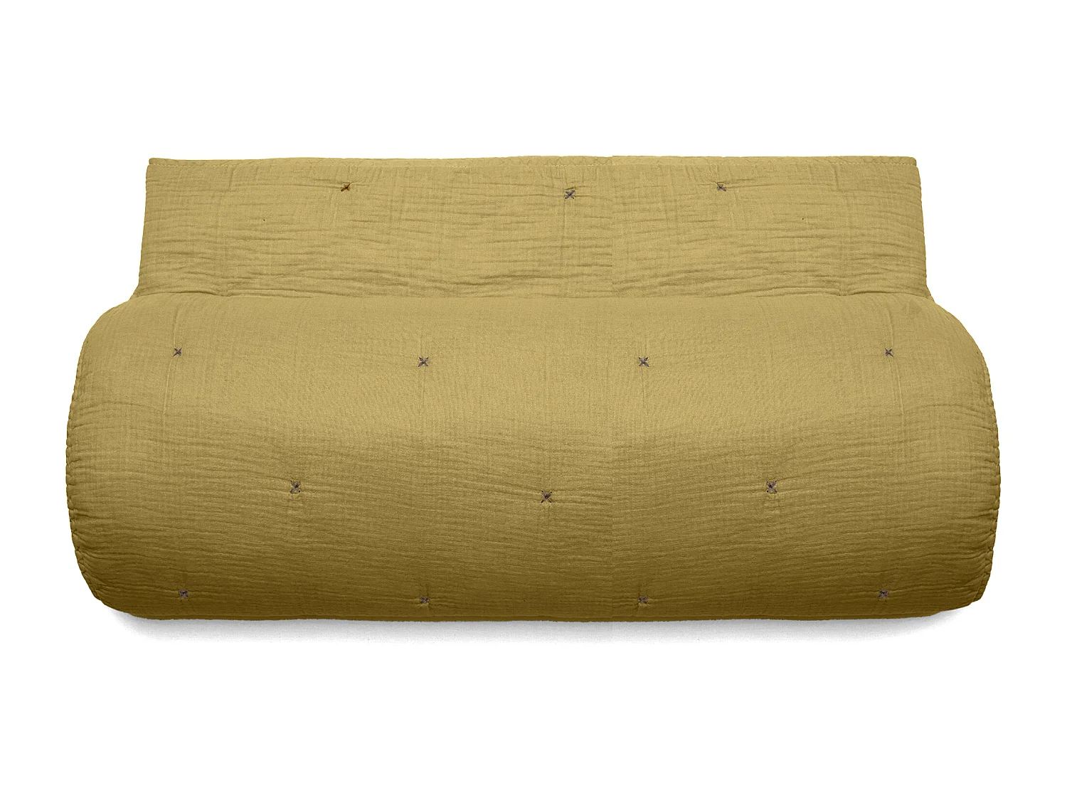 Chemin de lit capitonné en mousseline de coton 80x200 cm ANDROS jaune jasmin