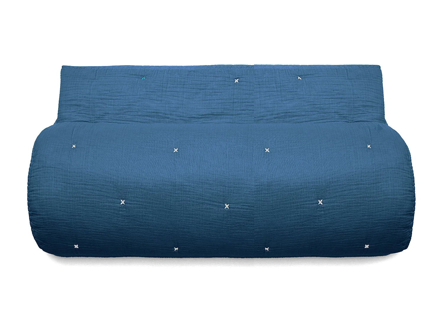 Chemin de lit capitonné en mousseline de coton 80x200 cm ANDROS bleu marine