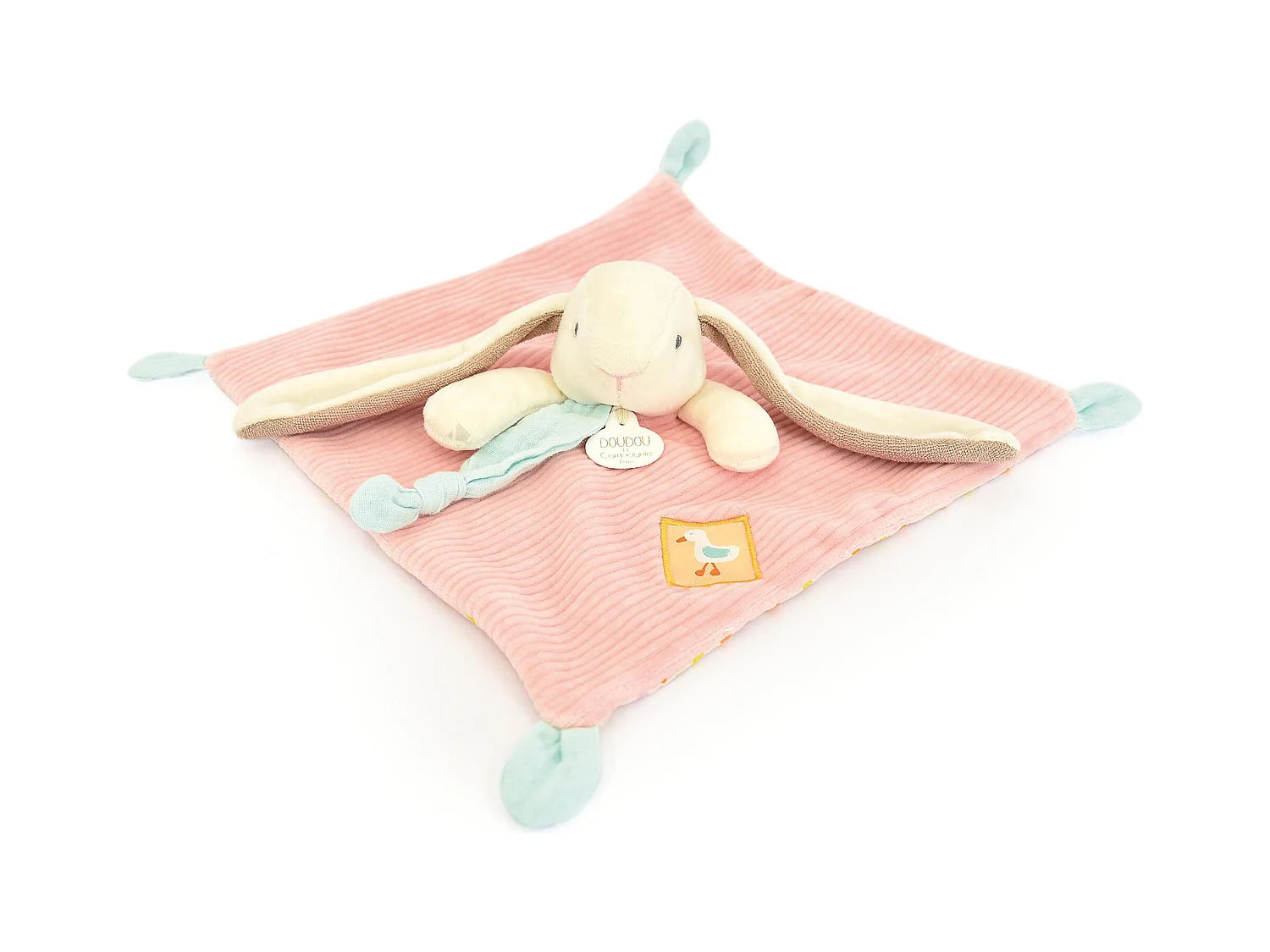Doudou plat lapin Ciboulette 27 cm polyester collection DANS MON JARDIN rose