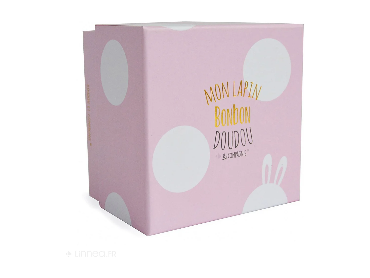 Doudou lapin 16 cm polyester collection LAPIN BONBON blanc/rose