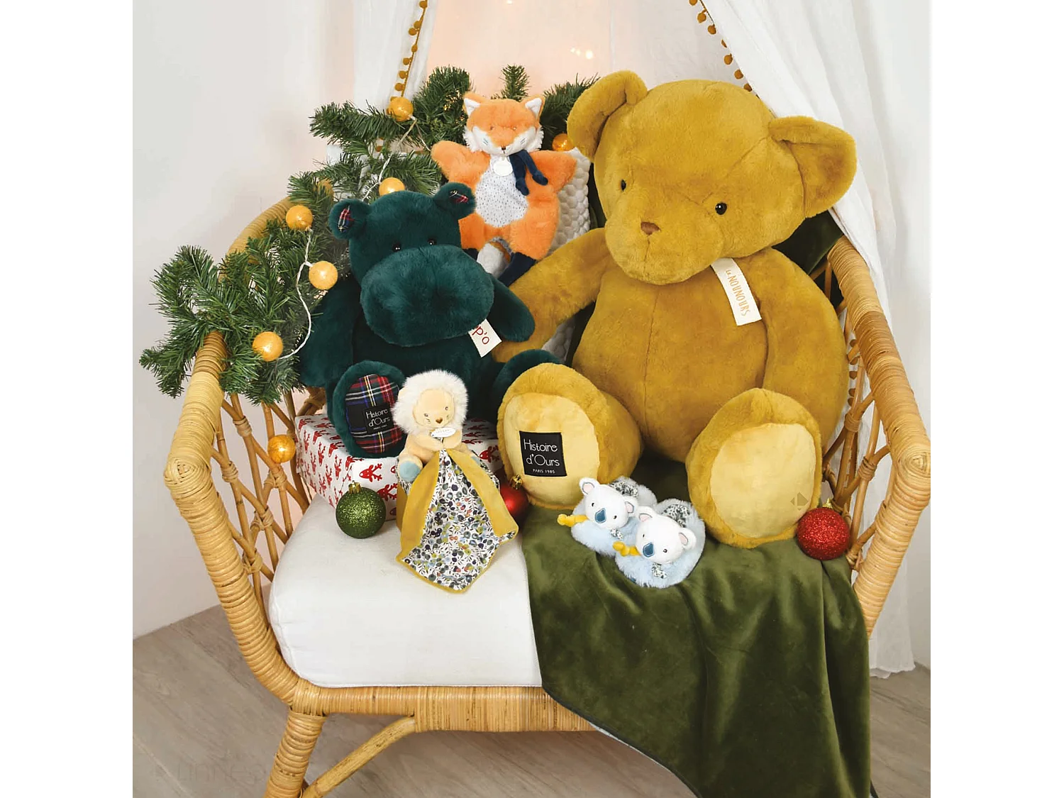 Doudou amusette 30 cm polyester LES PETITS FUTÉS renard orange