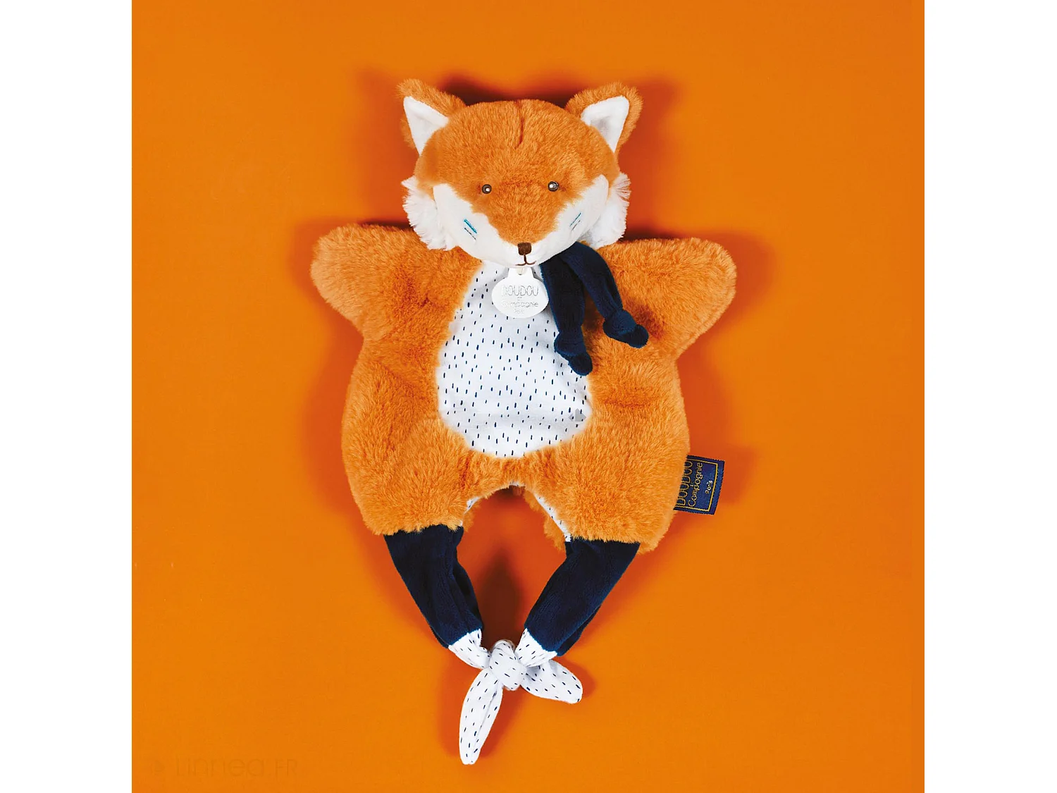 Doudou amusette 30 cm polyester LES PETITS FUTÉS renard orange