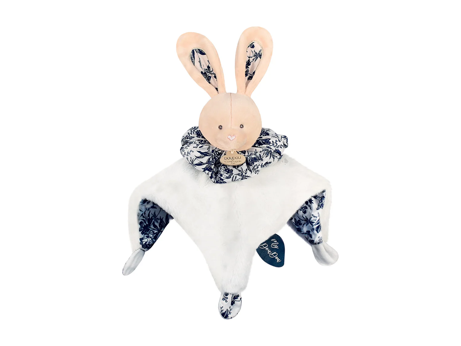 Doudou boule 25 cm polyester collection LES PETITS FUTÉS lapin blanc
