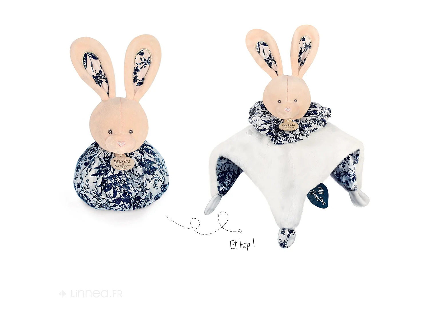 Doudou boule 25 cm polyester collection LES PETITS FUTÉS lapin blanc