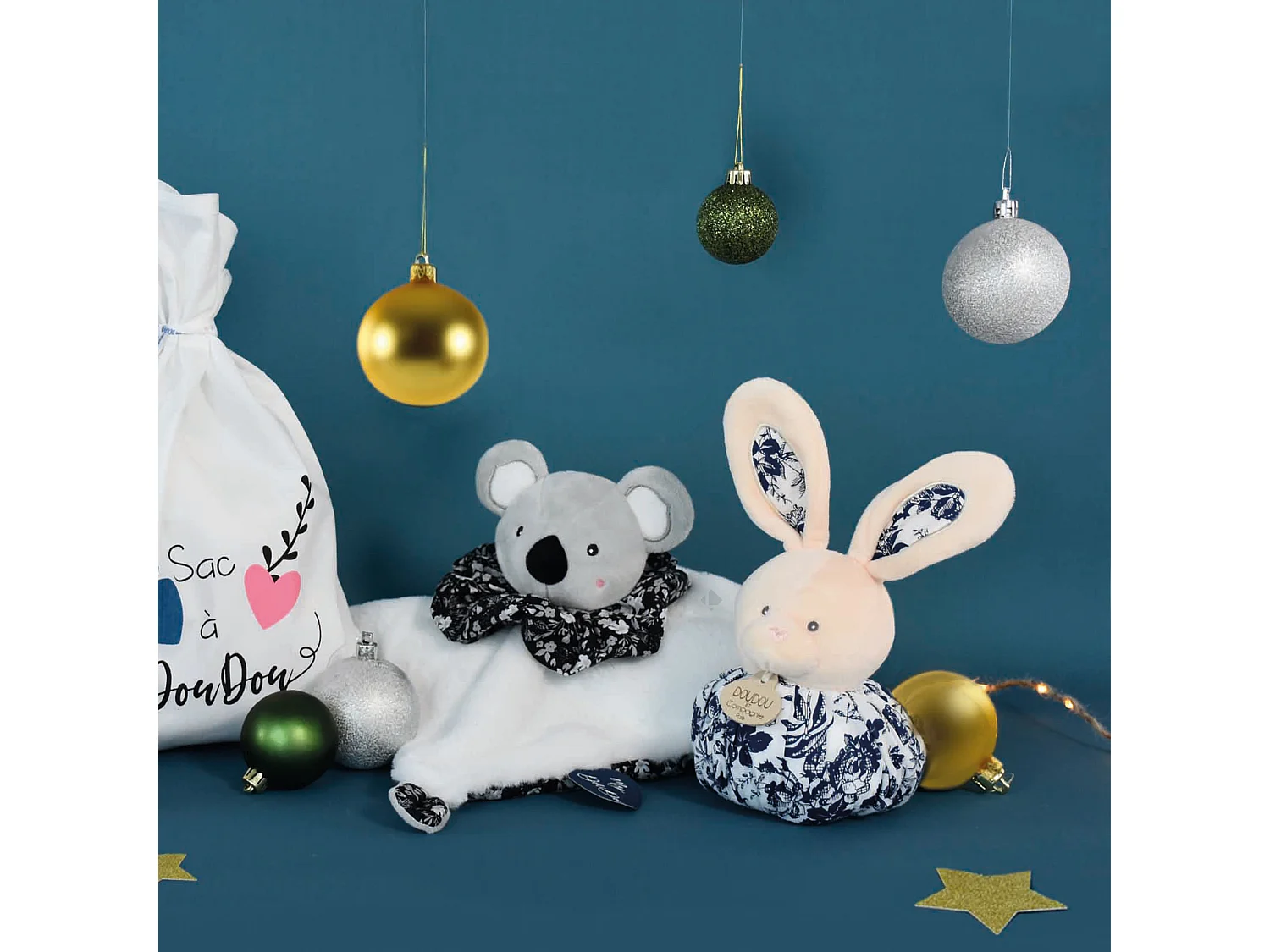 Doudou boule 25 cm polyester collection LES PETITS FUTÉS lapin blanc