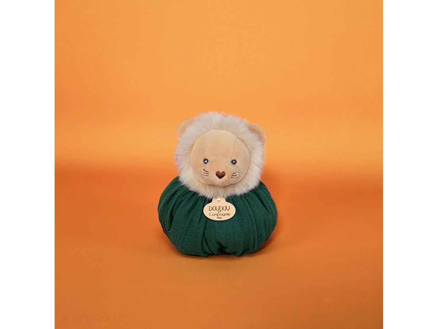 Doudou boule 25 cm polyester collection LES PETITS FUTÉS lion vert