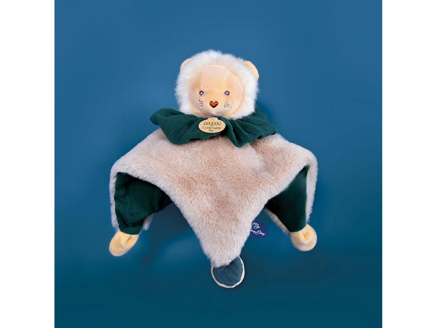 Doudou boule 25 cm polyester collection LES PETITS FUTÉS lion vert