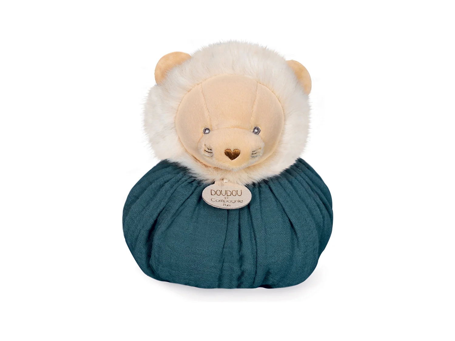 Doudou boule 25 cm polyester collection LES PETITS FUTÉS lion vert