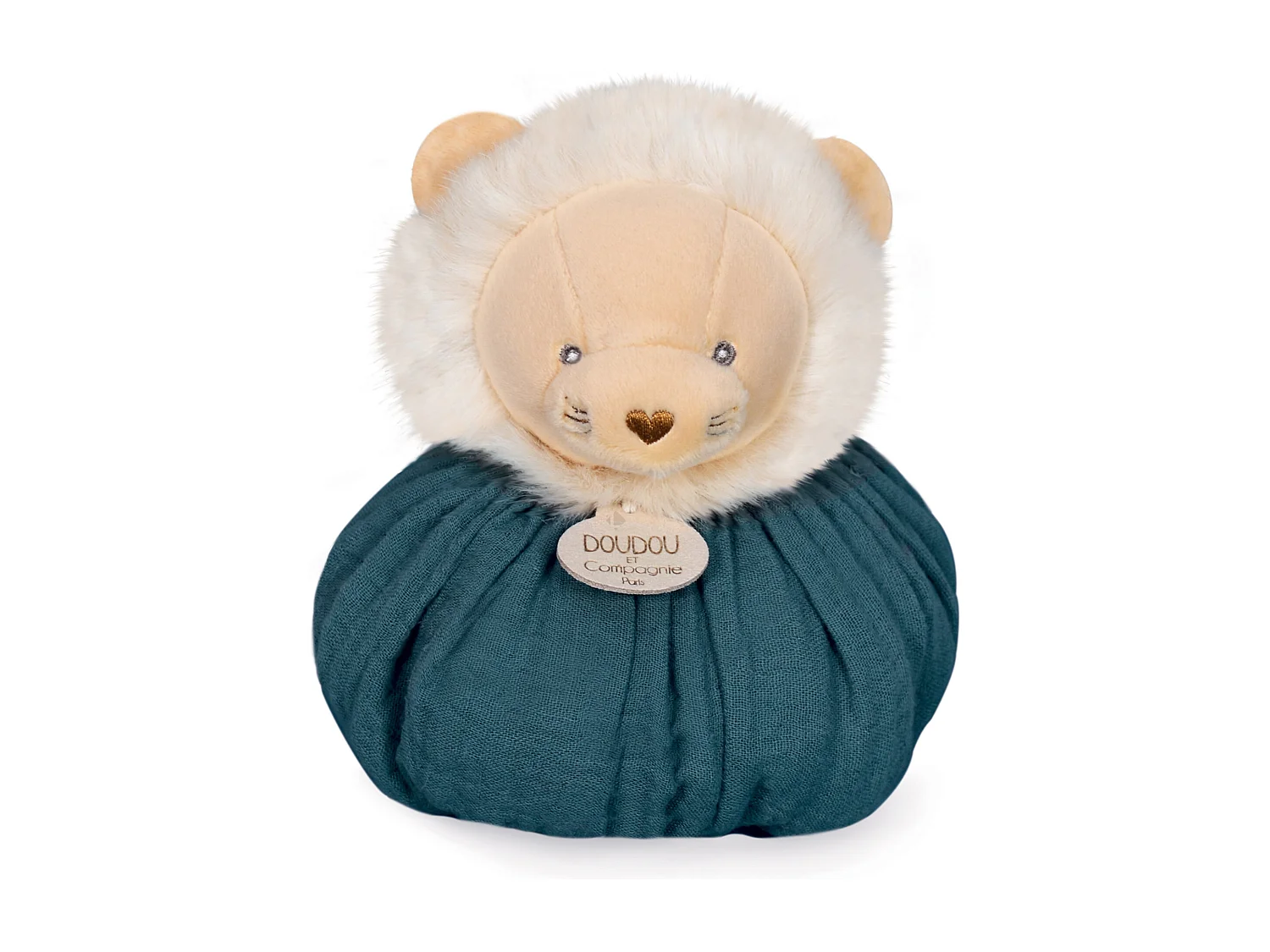 Doudou boule 25 cm polyester collection LES PETITS FUTÉS lion vert