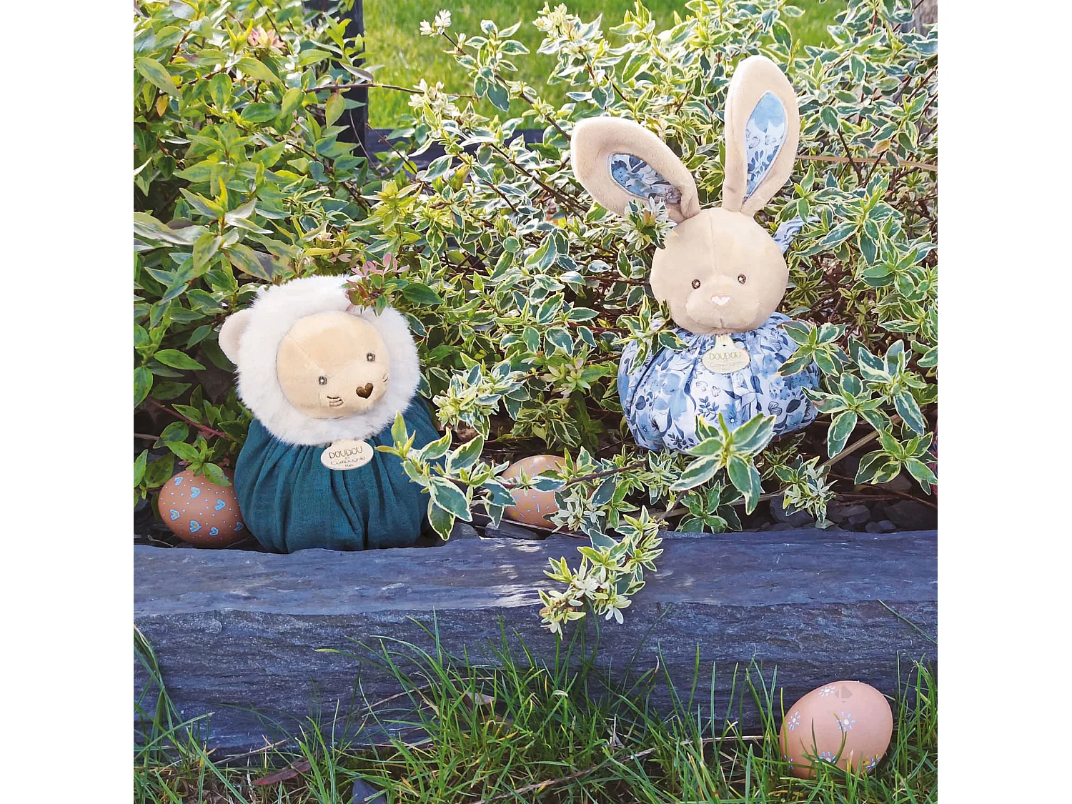 Doudou boule 25 cm polyester collection LES PETITS FUTÉS lion vert