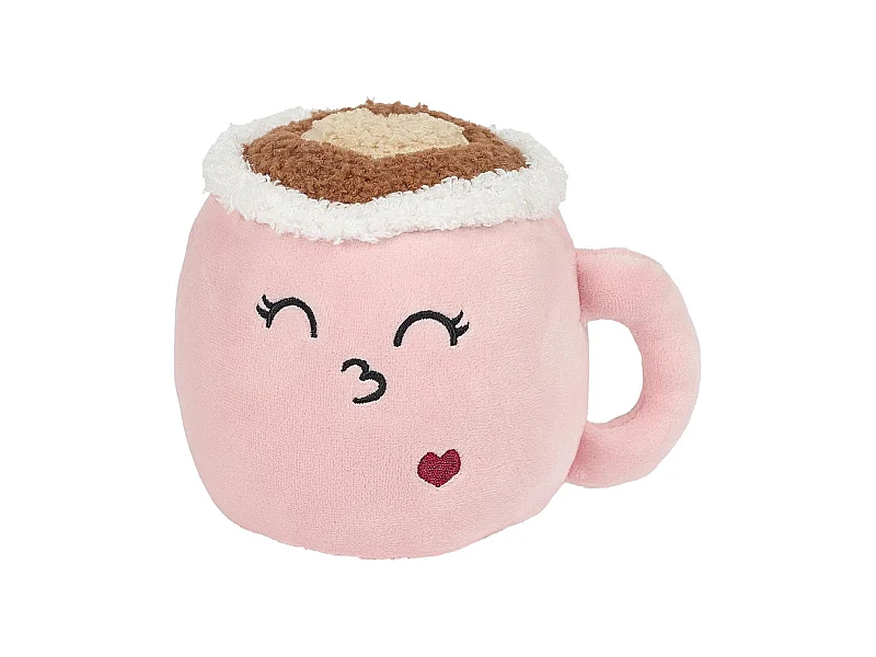 Peluche en polyester forme tasse de café collection BREAKFAST rose
