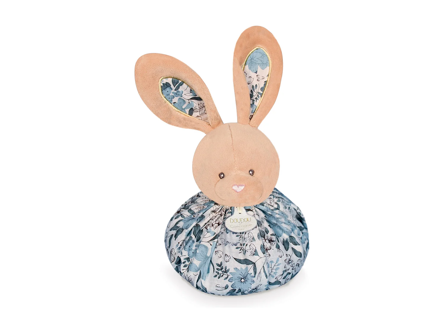Doudou boule 25 cm polyester collection LES PETITS FUTÉS lapin bleu