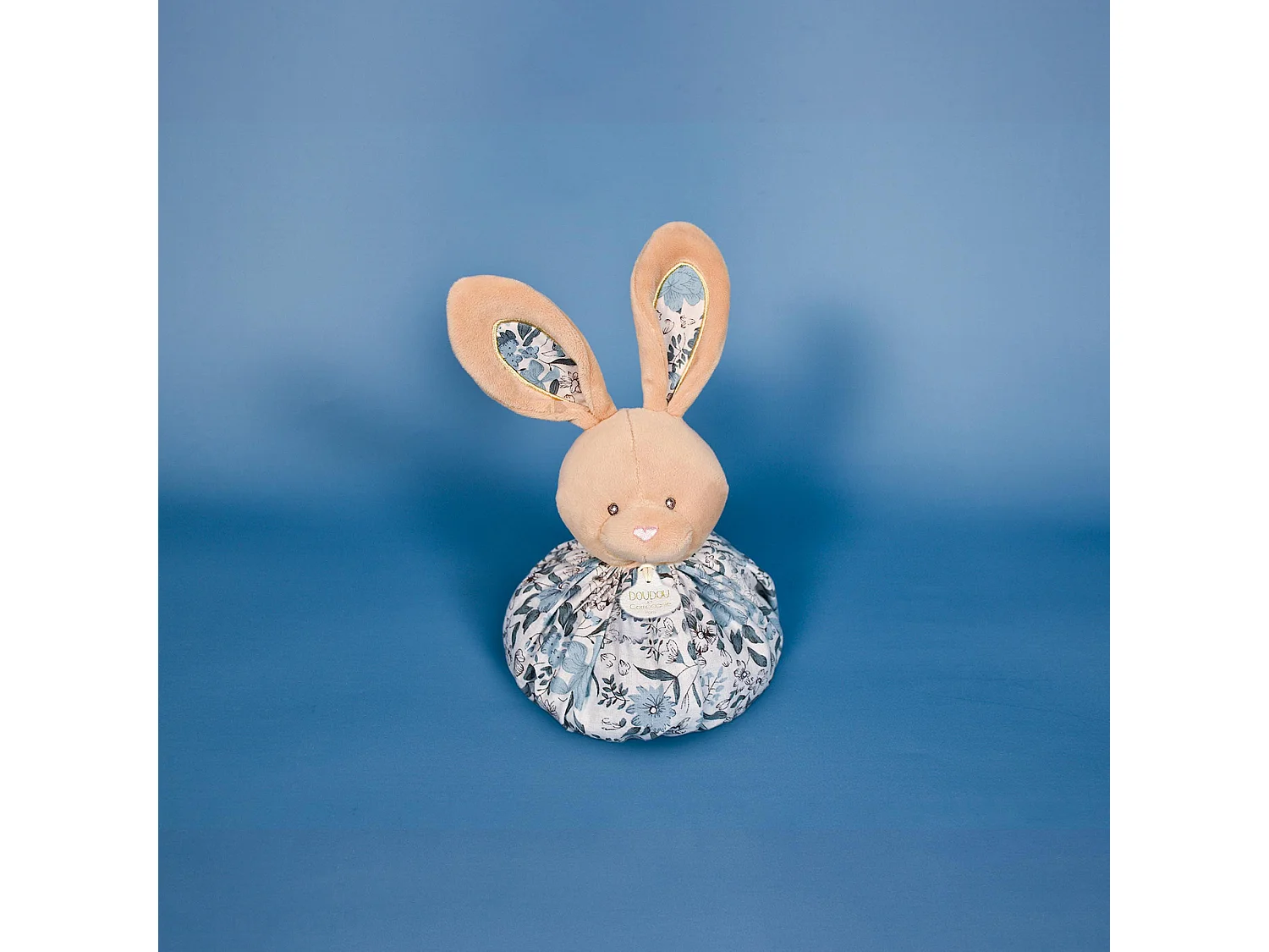 Doudou boule 25 cm polyester collection LES PETITS FUTÉS lapin bleu