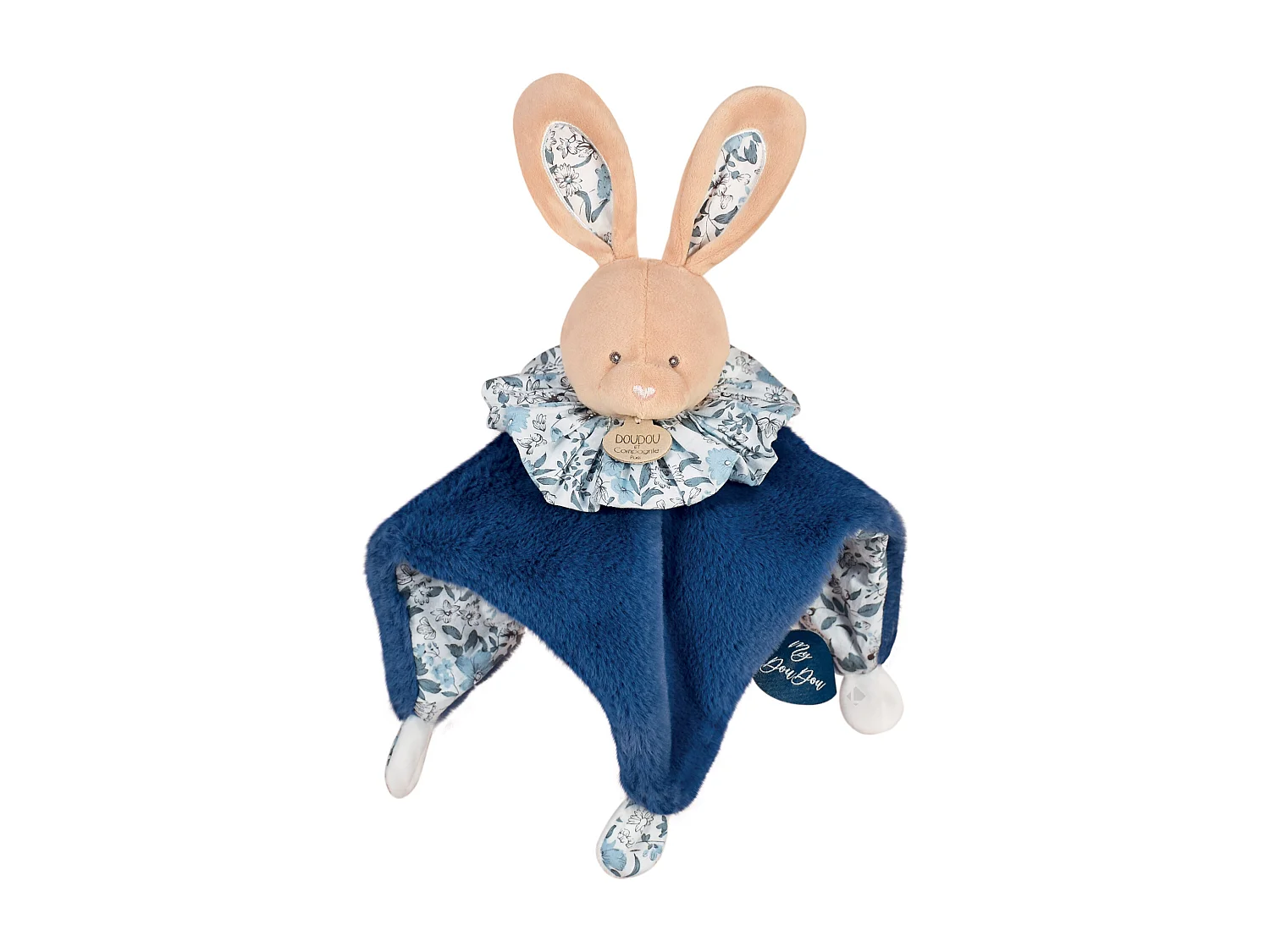 Doudou boule 25 cm polyester collection LES PETITS FUTÉS lapin bleu