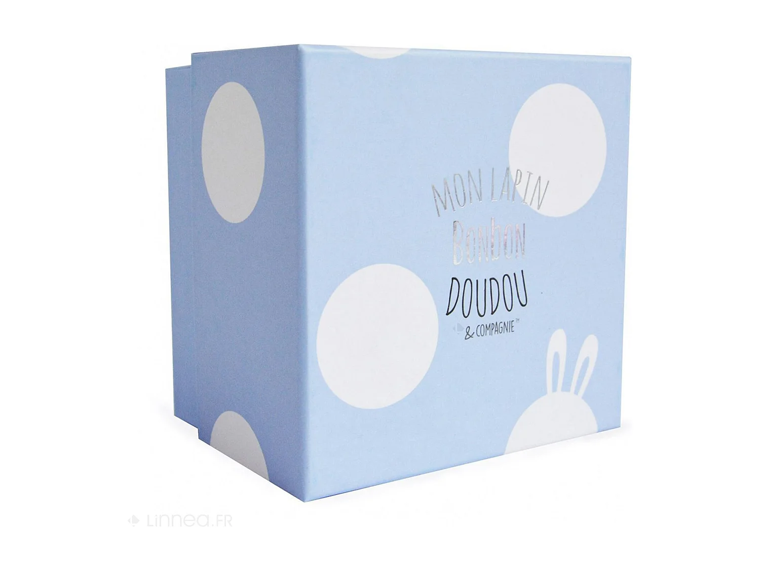 Doudou lapin 16 cm polyester collection LAPIN BONBON blanc/bleu