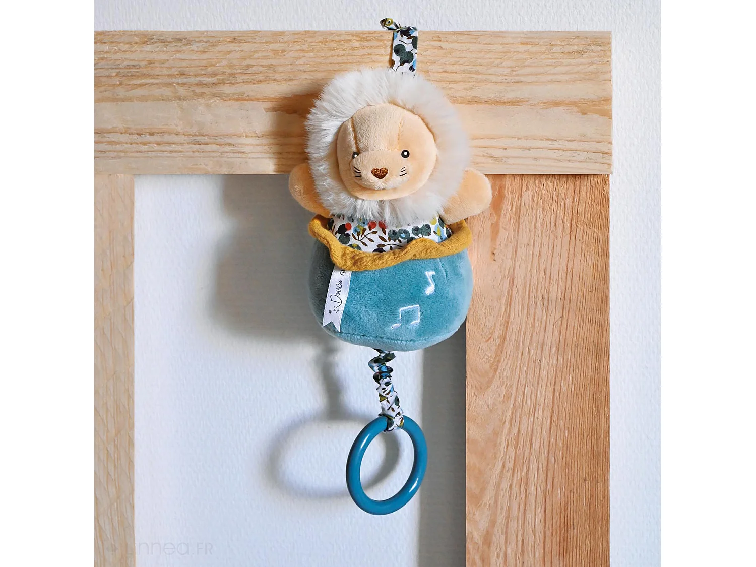 Doudou musique 14 cm polyester BOH'AIME lion jaune multicolore