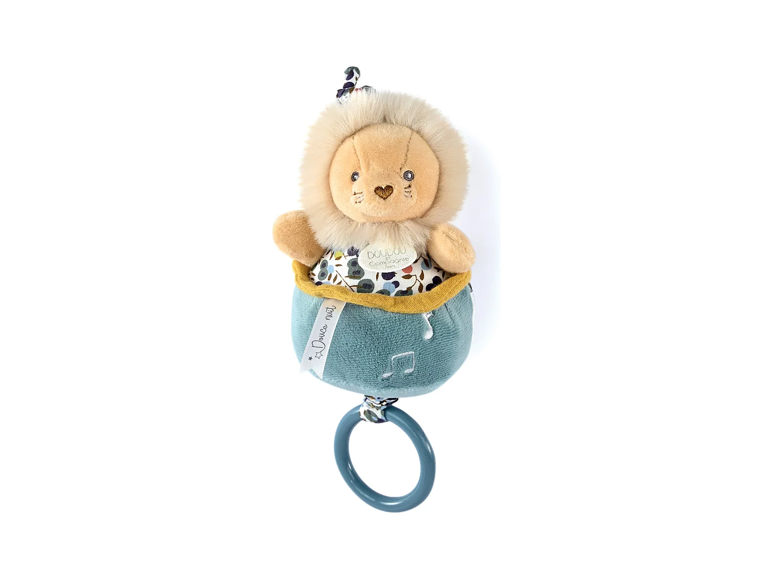 Doudou musique 14 cm polyester BOH'AIME lion jaune multicolore