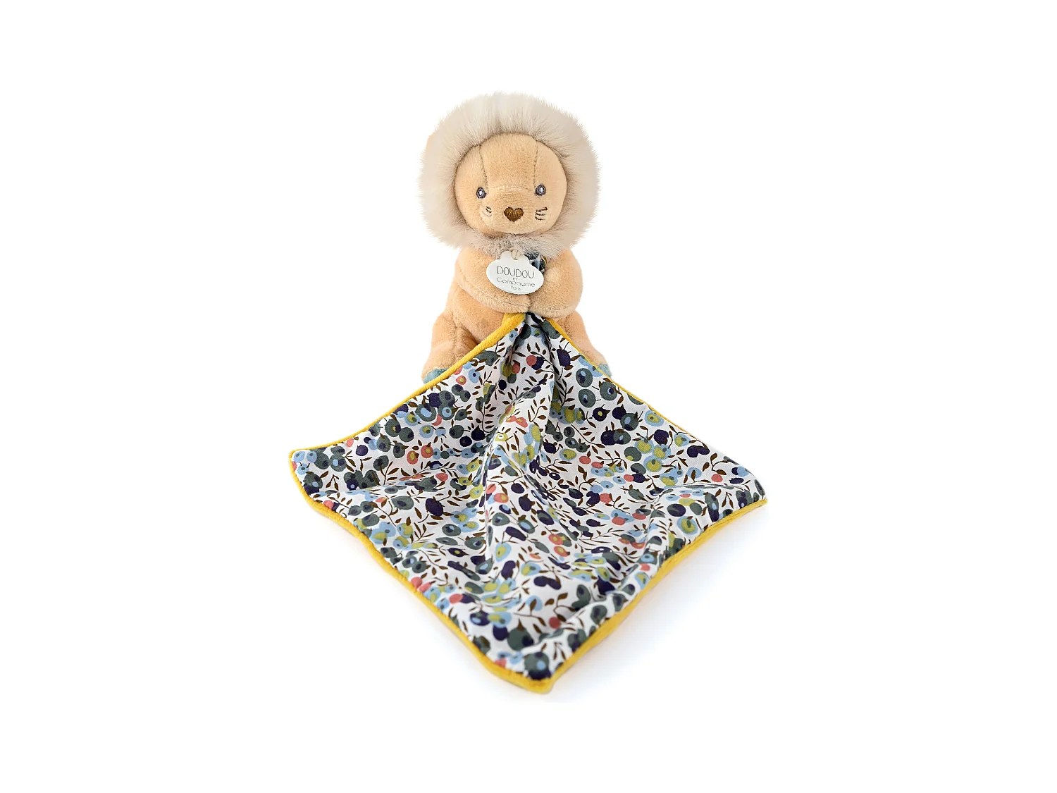 Doudou pantin 12 cm polyester BOH'AIME lion jaune multicolore