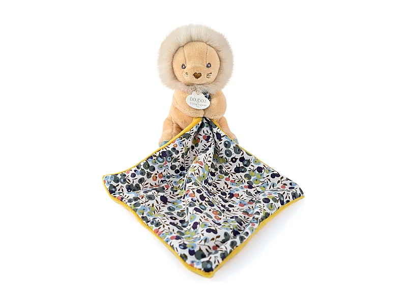 Doudou pantin 12 cm polyester BOH'AIME lion jaune multicolore