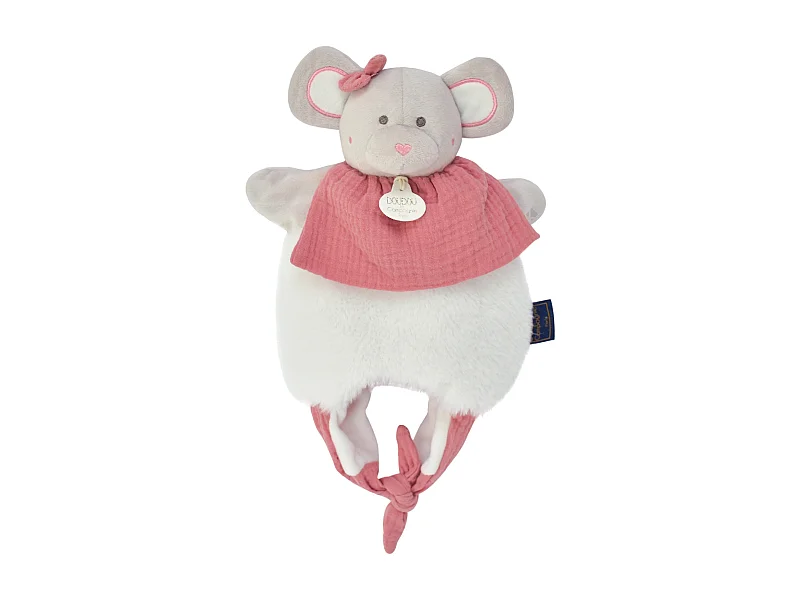 Doudou amusette 30 cm polyester LES PETITS FUTÉS souris rose