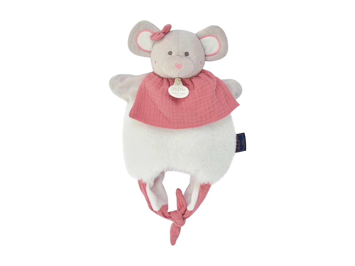 Doudou amusette 30 cm polyester LES PETITS FUTÉS souris rose