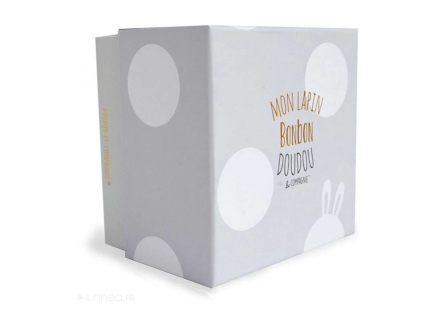 Doudou lapin 16 cm polyester collection LAPIN BONBON blanc/beige taupe