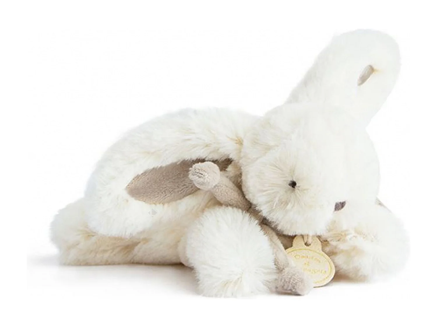 Doudou lapin 16 cm polyester collection LAPIN BONBON blanc/beige taupe