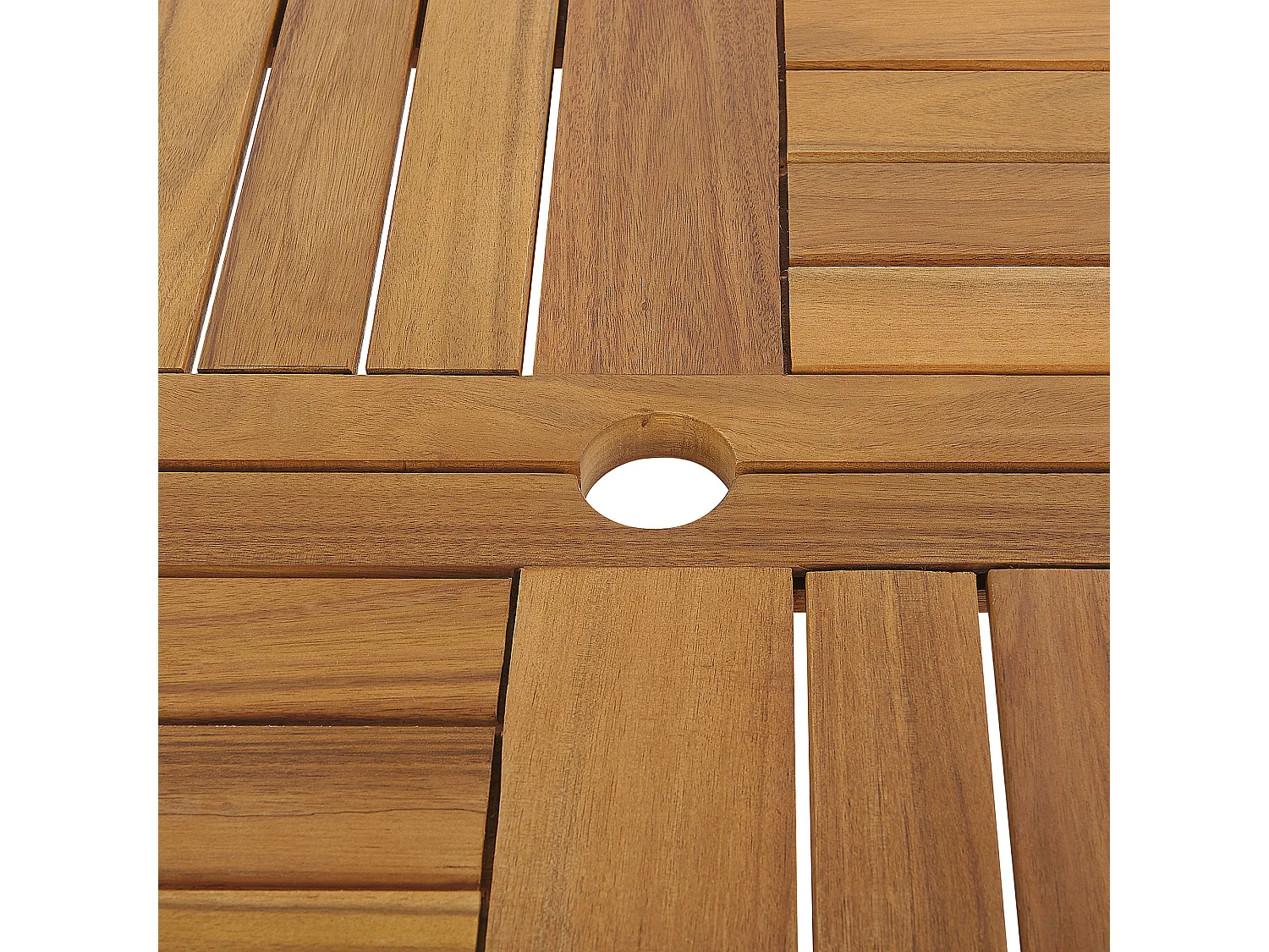 Gartenset Akazienholz hellbraun Tisch rund 150 cm mit 6 Stühlen Schirm Tolve