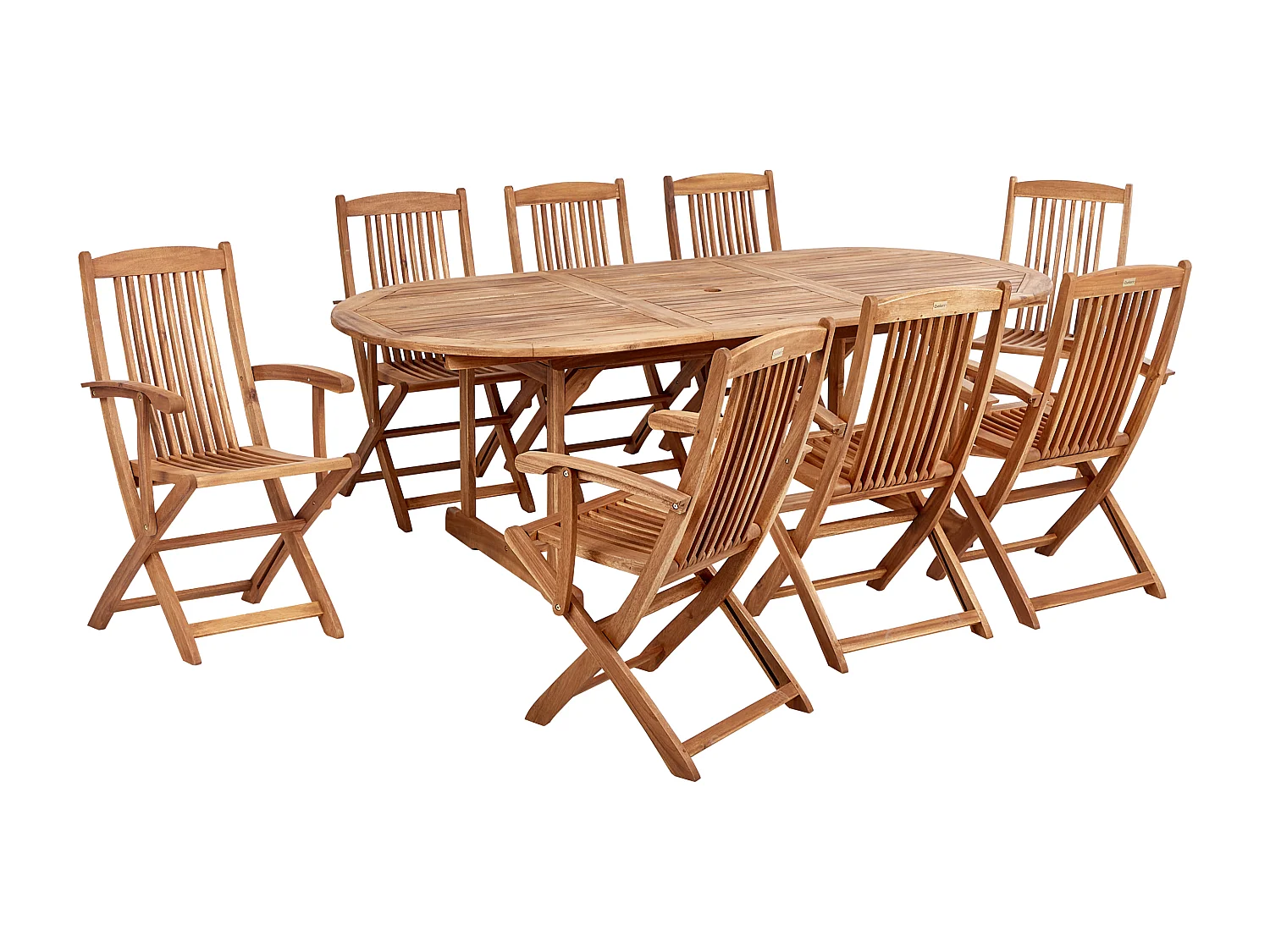 Conjunto de refeições de jardim 8 lugares MAUI II Madeira de acácia Castanho claro