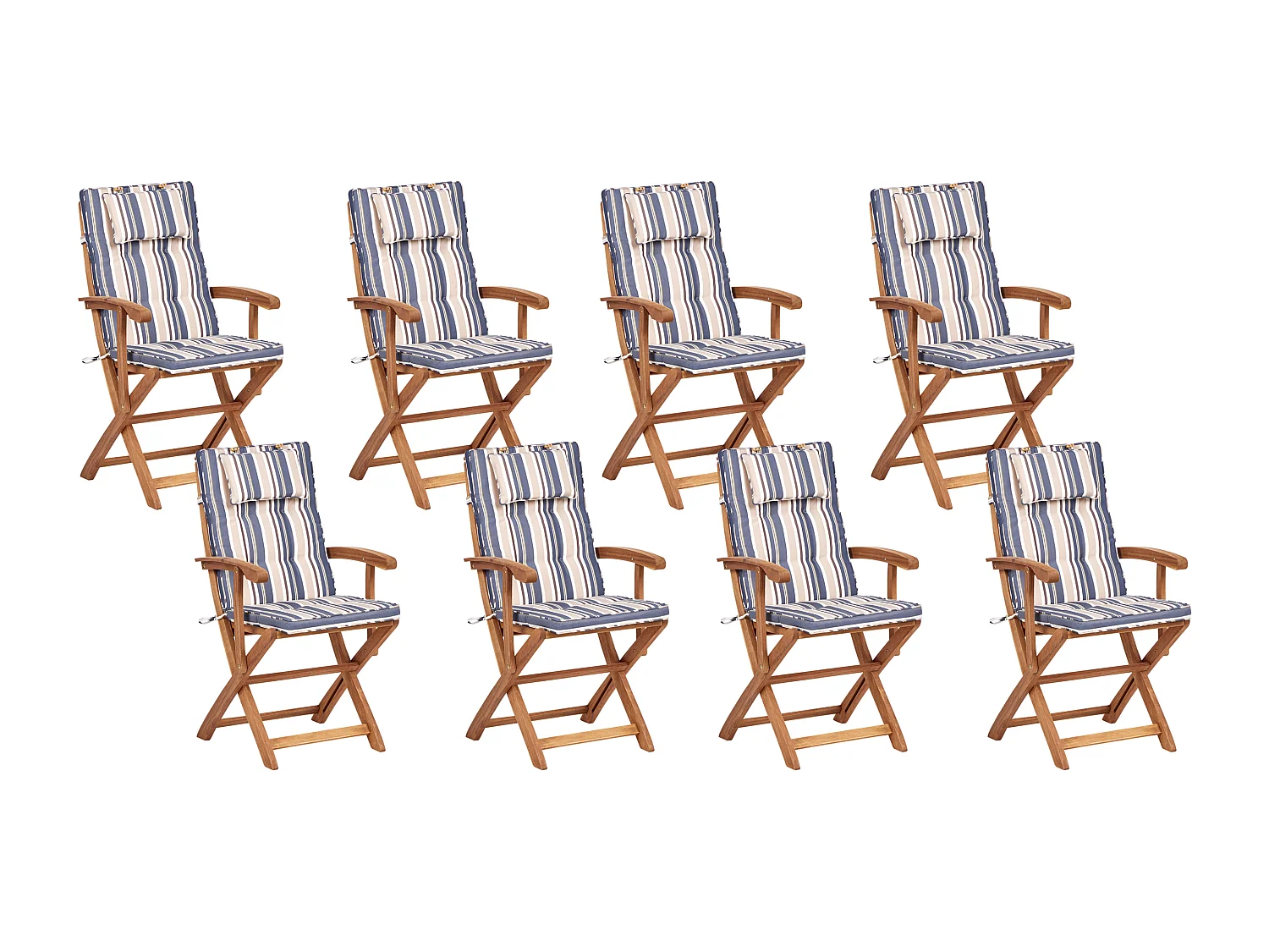 Salle à manger de jardin 8 places MAUI II avec coussins Acacia Multicolore