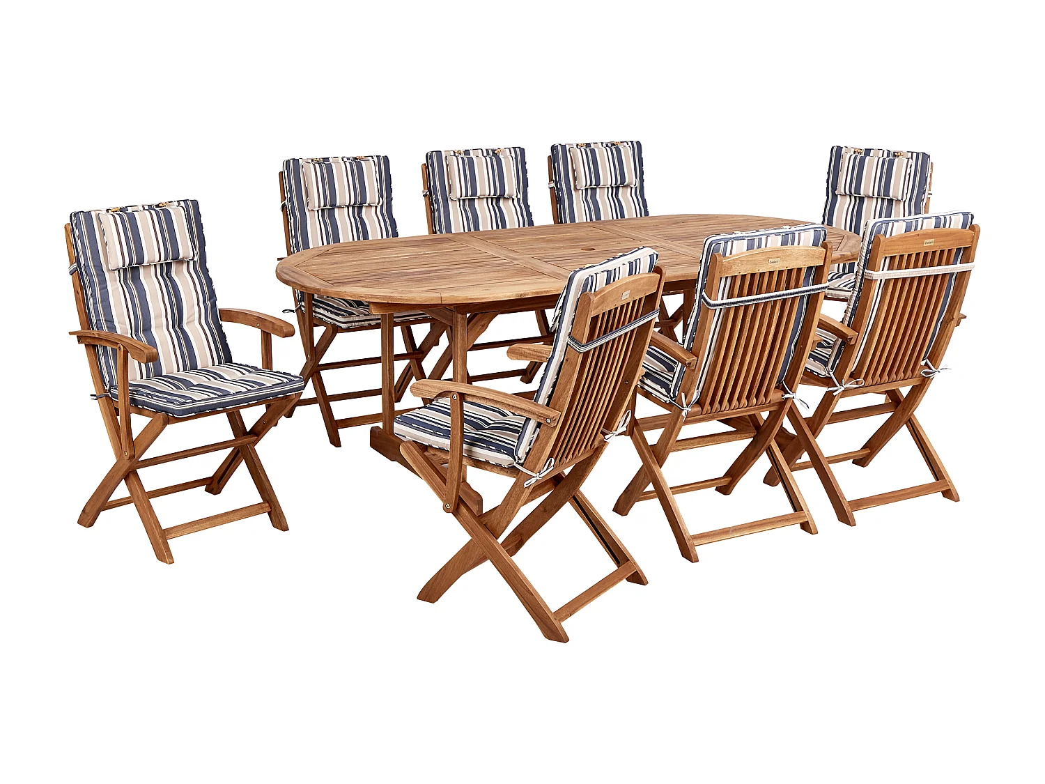 Conjunto de refeições de jardim 8 lugares MAUI II com guarda-sol Madeira de acácia Multicolor