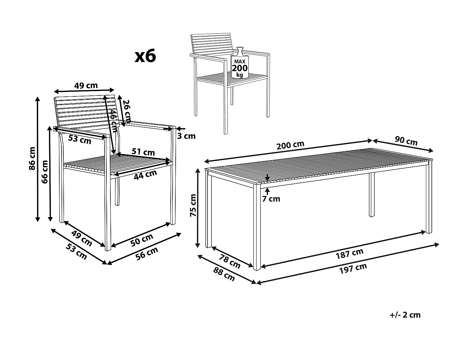 Tuinset 6-zitter VIAREGGIO FSC® gecertificeerd teakhout Bruin