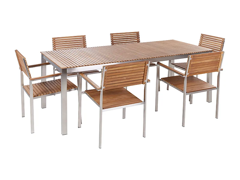 Set da pranzo da giardino 6 posti VIAREGGIO Legno di teak certificato FSC® Marrone