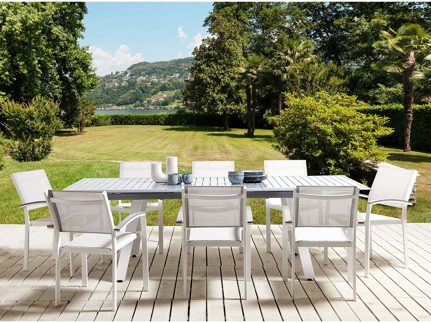 Gartenmöbel Set 8-Sitzer PERETA Metall Grau