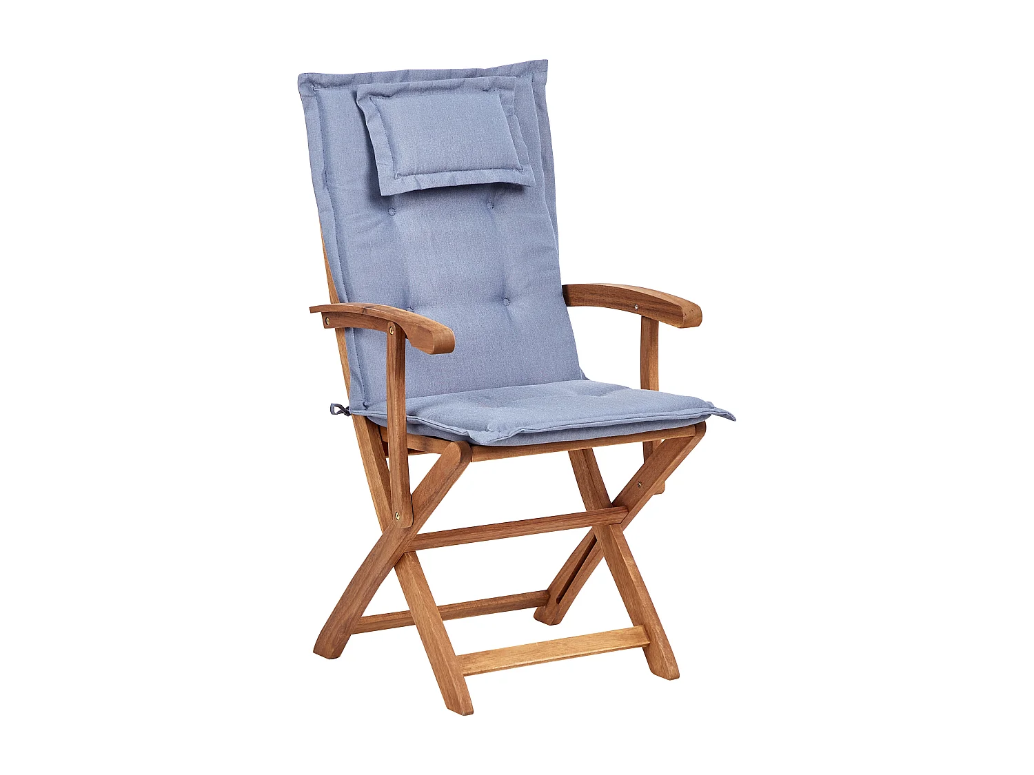 Gartenset Akazienholz heller Holzfarbton 8 Stühle Tisch Auflagen blau Maui II