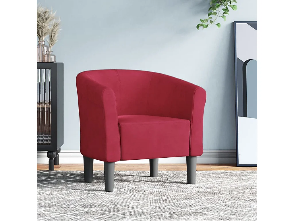 Poltrona Cabriolet Rosso Vino in Velluto