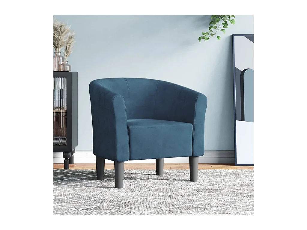 Chaise cabriolet bleu foncé velours