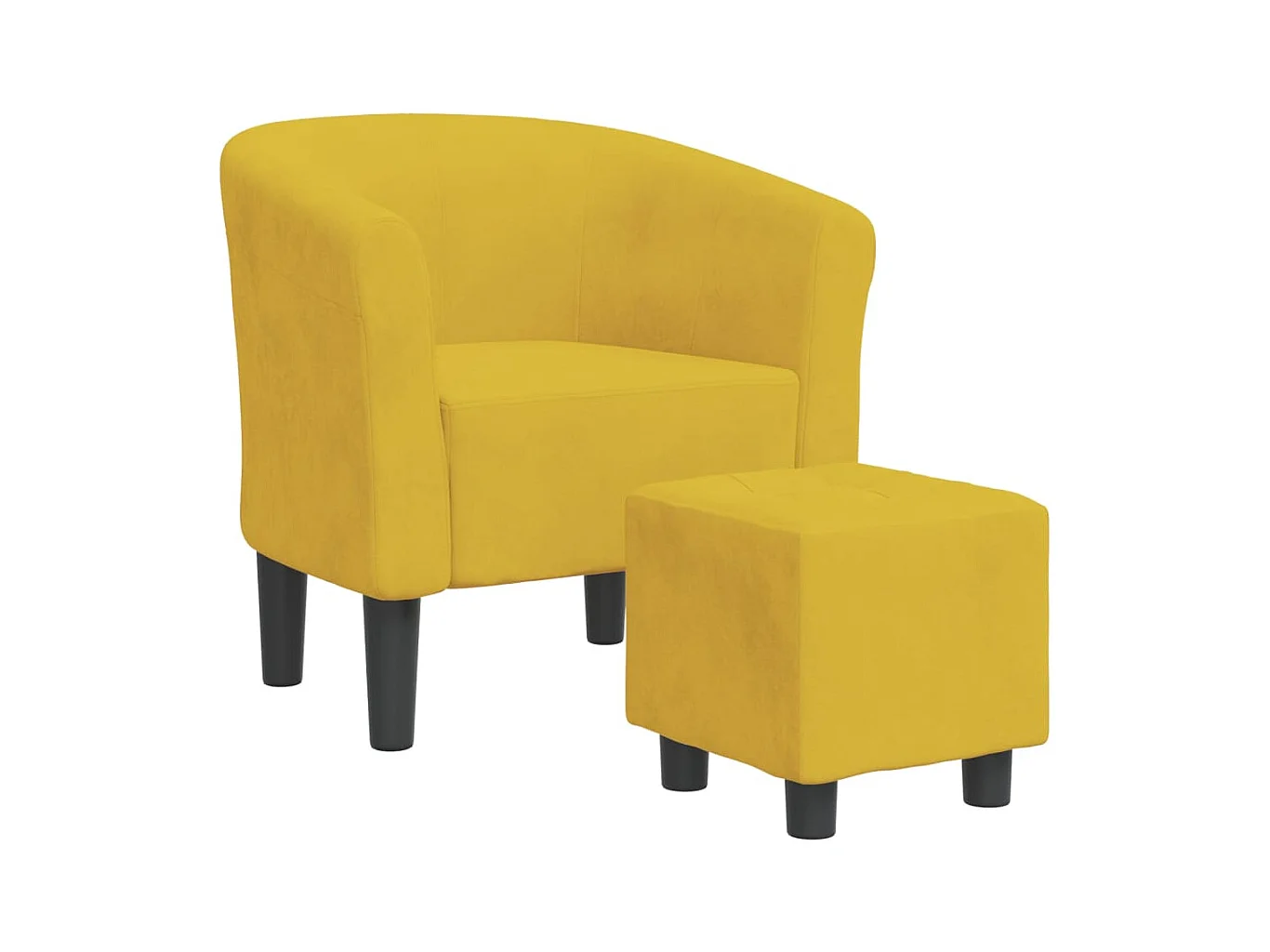 Sillón con taburete terciopelo amarillo