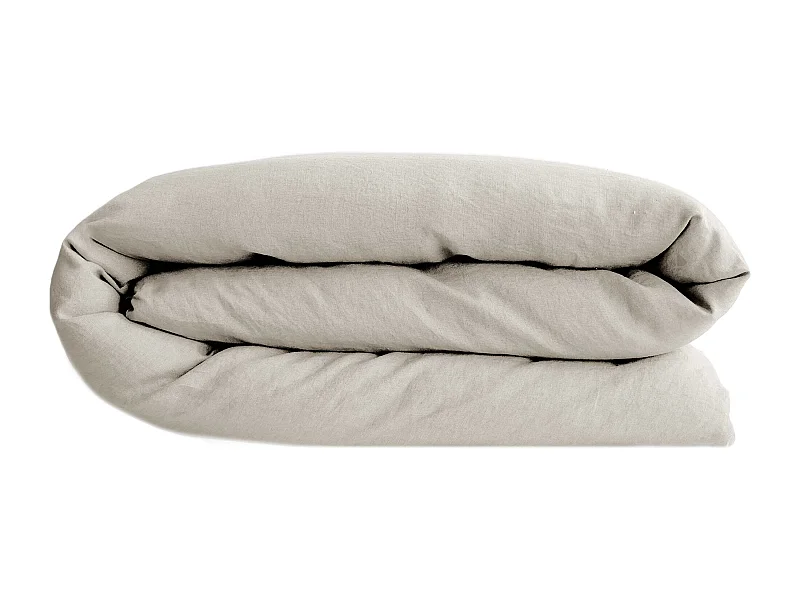 Housse de couette PALACE pur coton lavé 200x200 cm uni beige nacre