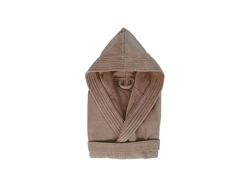 Peignoir à capuche enfant COOL coton 12 ANS velours marron Taupe