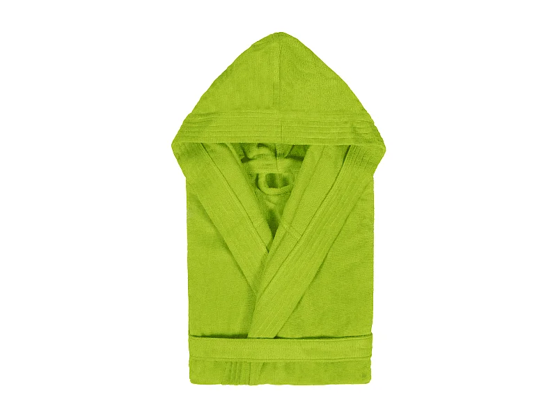 Peignoir à capuche enfant COOL coton 12 ANS velours vert Pistache