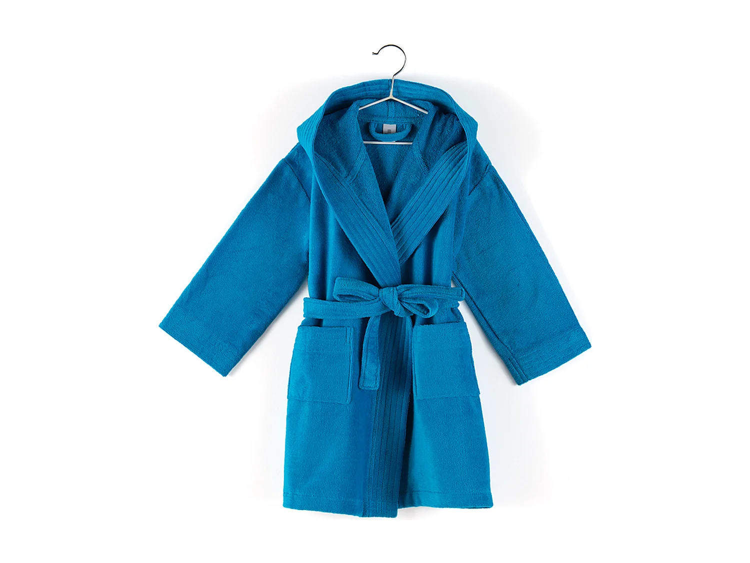 Peignoir à capuche enfant COOL coton 12 ANS velours bleu Turquoise