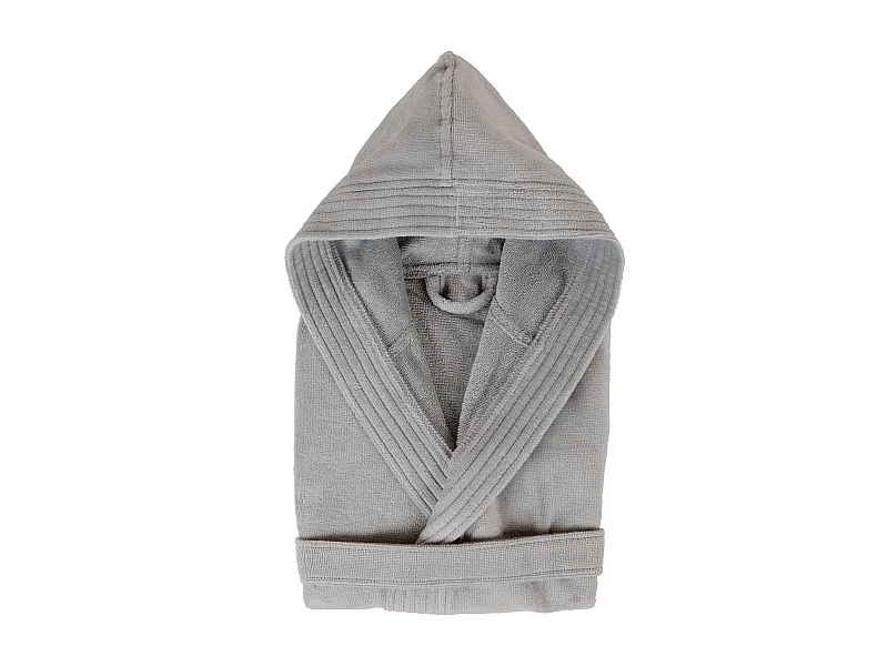 Peignoir à capuche enfant COOL coton 12 ANS velours gris Argent