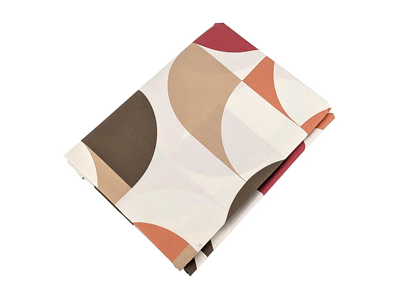 Drap plat 240x310 cm en 100% percale de coton MODULO blanc acajou