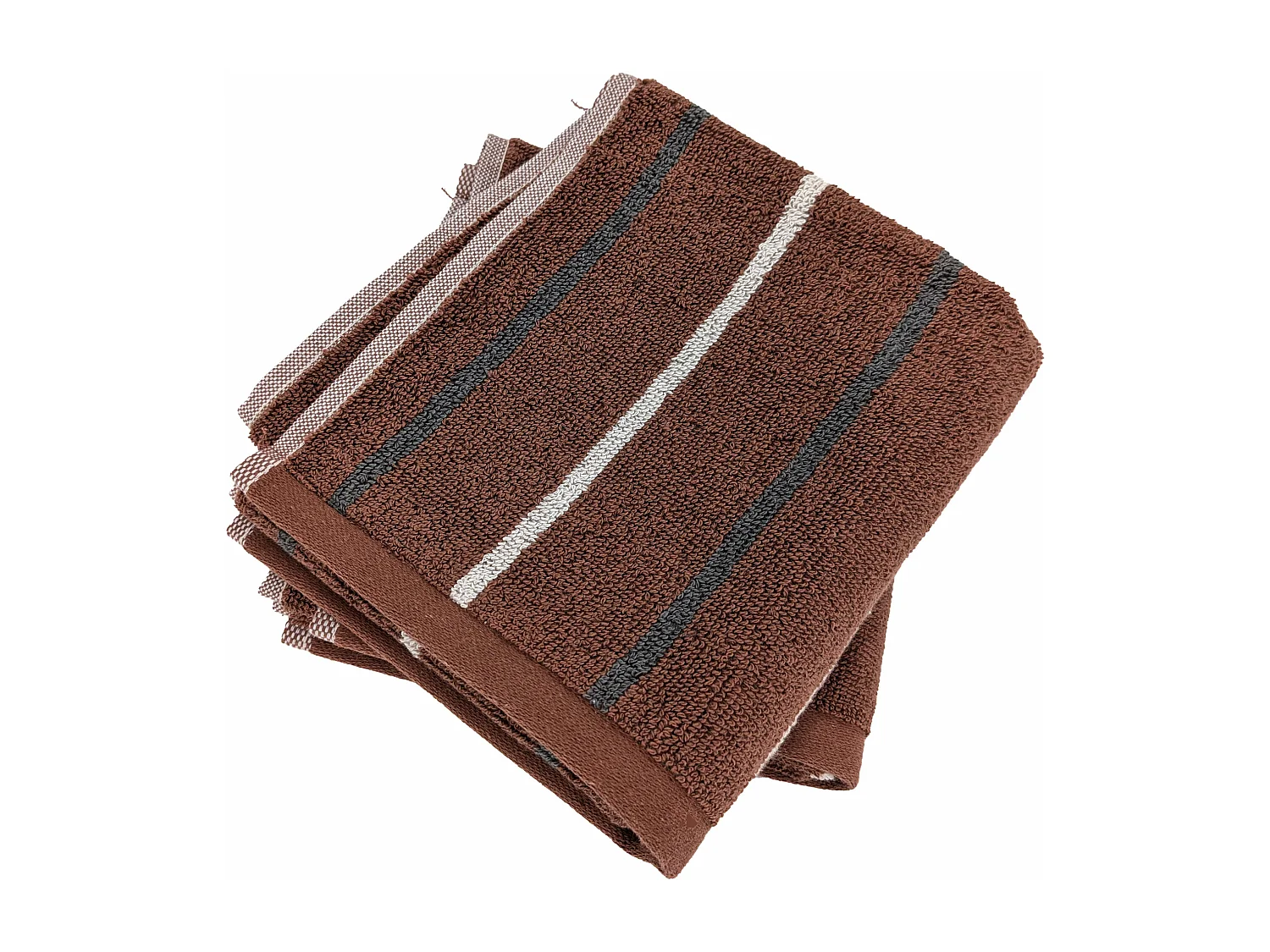 Lot de 2 serviettes invité 33x50 cm BOLD à rayures marron Terracotta