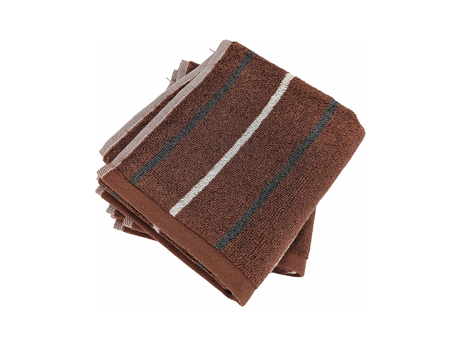 Lot de 2 serviettes invité 33x50 cm BOLD à rayures marron Terracotta