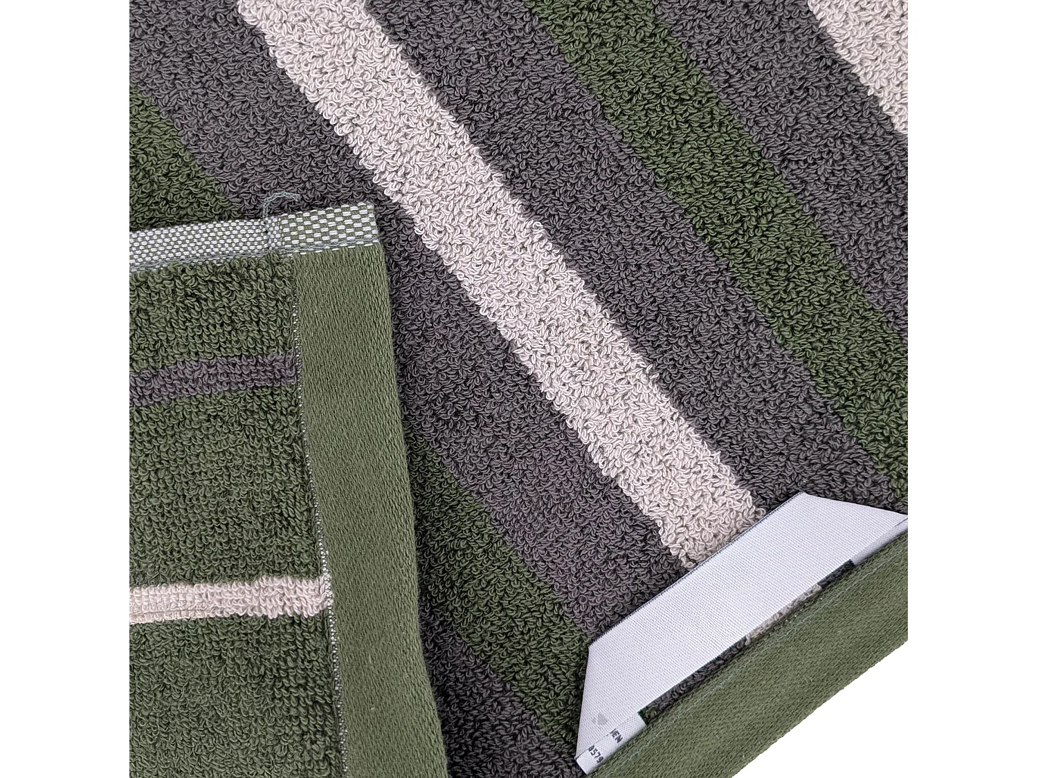 Lot de 2 serviettes invité 33x50 cm BOLD à rayures vert Kaki