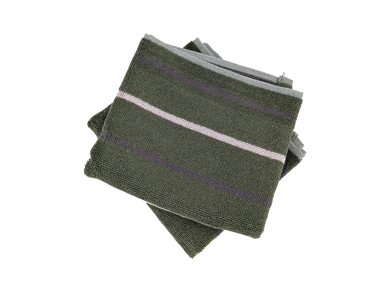 Lot de 2 serviettes invité 33x50 cm BOLD à rayures vert Kaki