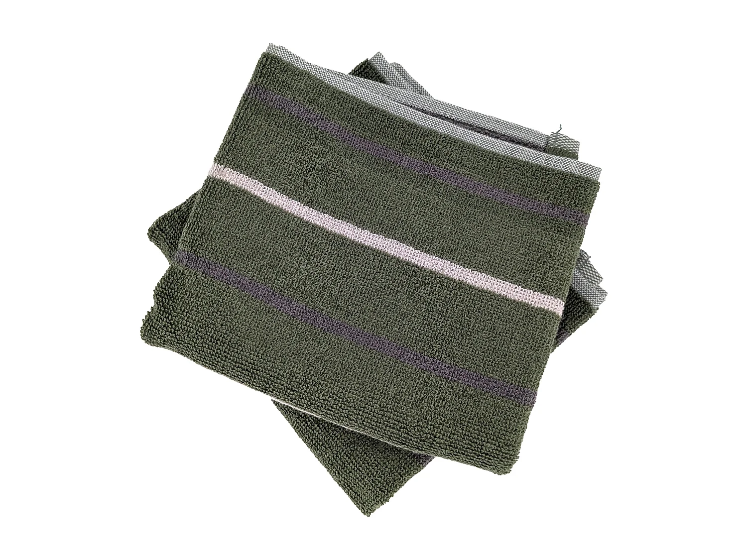 Lot de 2 serviettes invité 33x50 cm BOLD à rayures vert Kaki