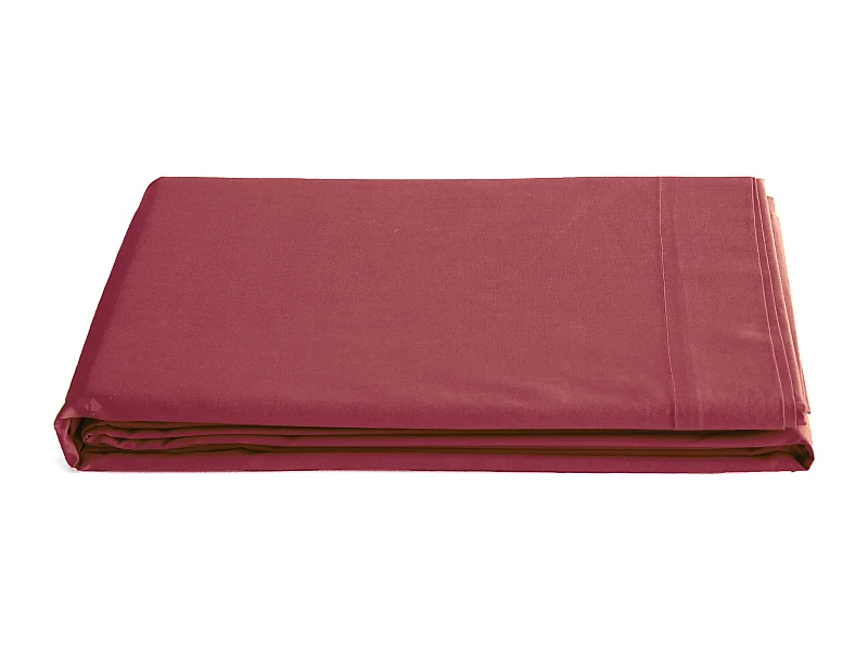 Drap plat 270x300 cm percale de coton MANOIR rouge Carmin